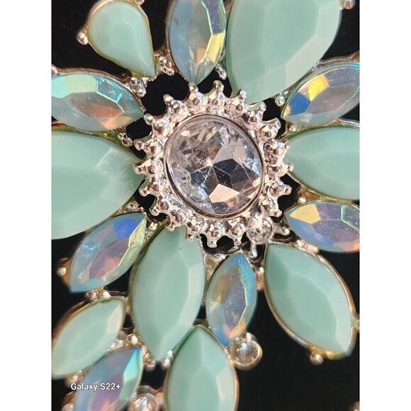 Vintage Schoffel Brothers (SHB) Silvertone Mint Green Floral Statement with star - Picture 6 of 7